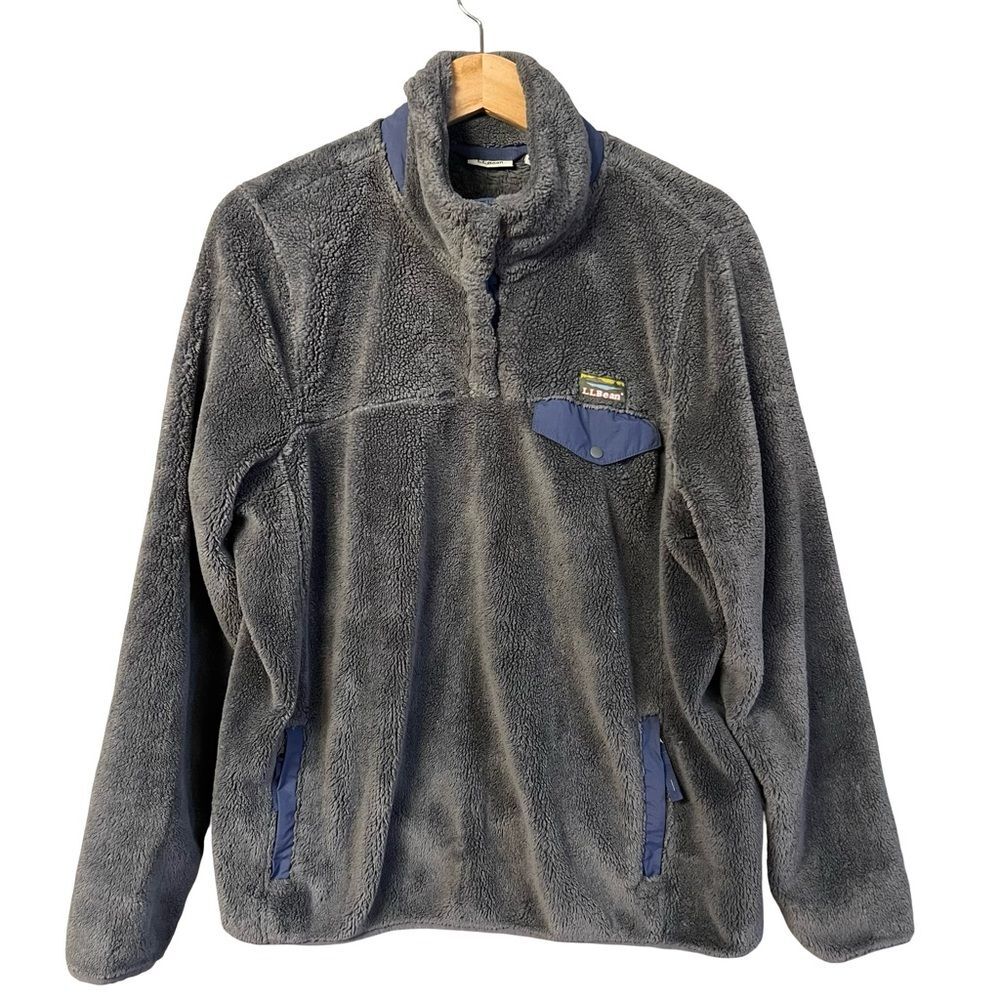 LL Bean Womens Hi-Pile Fleece Pullover Sweater Size L Outdoor Hiking Gorpcore